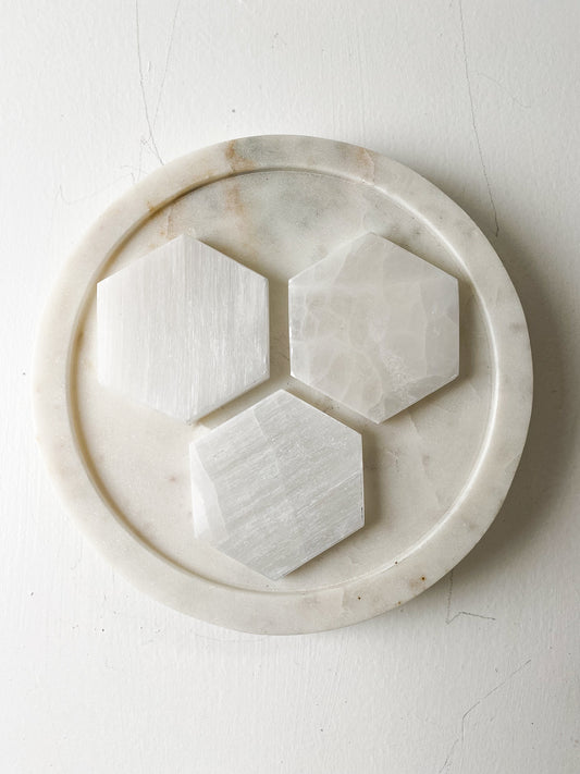 Selenite (Satin Spar) Hexagon plate